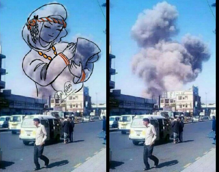 This Yemeni artist is turning photos of war into images of peace and love -  PHOTOS